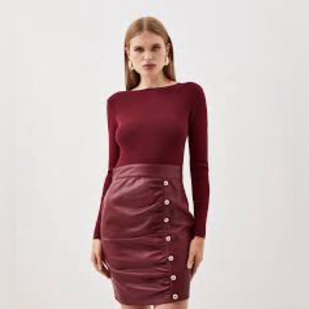 Rare Reiss knit faux leather dress